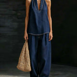 Sandra - Conjunto Col Halter Jeans