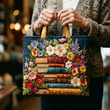 Bolso Artesanal - Impressão Floral e Livros