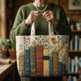 Bolso Artesanal Acolchado - Livros e Flores