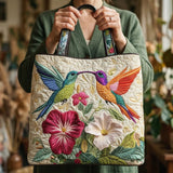 Bolso Acolchado - Colibri e Flores Brancas