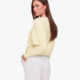 Top de Malha Amarela com 2 Bordas e Mangas 3/4