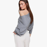 Camisola Cinza de Malha com 2 Lados e Mangas 3/4