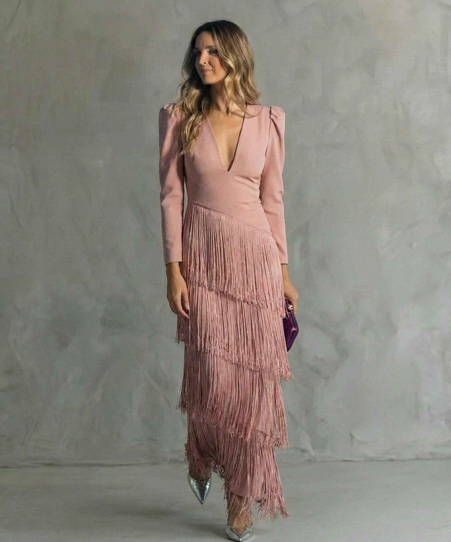 Chiara | Vestido Elegante com Mangas de Franja