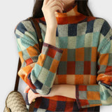 Jana | Sweater de Gola Alta em Patchwork