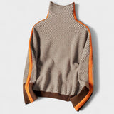 Maio | Pullover Luxuoso de Gola Alta com Padrão de Pesponto