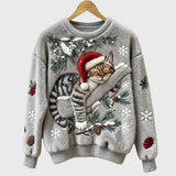 Stefany | Sweater felpudo com gato para a época festiva