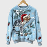 Stefany | Sweater felpudo com gato para a época festiva