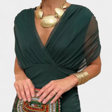 Magda - Vestido longo floral com decote em V