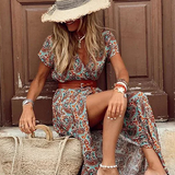 Justine™ – Vestido longo boémio fluido com cinto