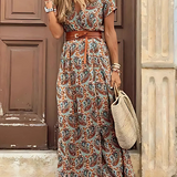 Justine™ – Vestido longo boémio fluido com cinto