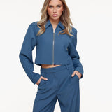 Casaco de Zíper Studio Azul Jeans