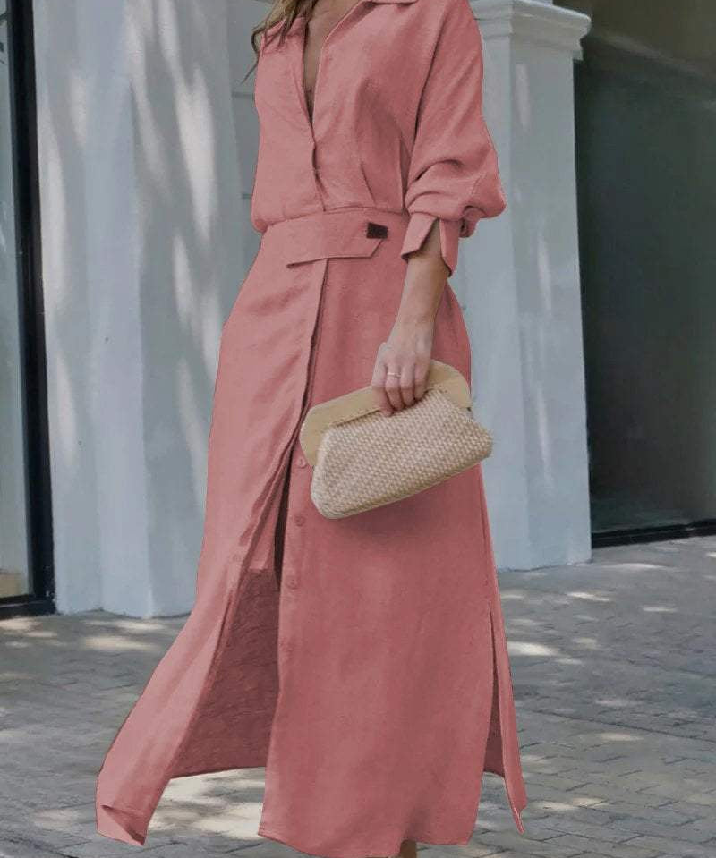 Jeanine™ | Vestido longo de linho com cinto