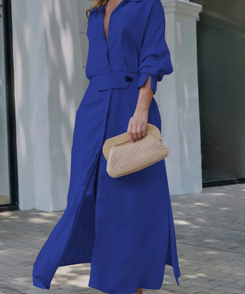 Jeanine™ | Vestido longo de linho com cinto