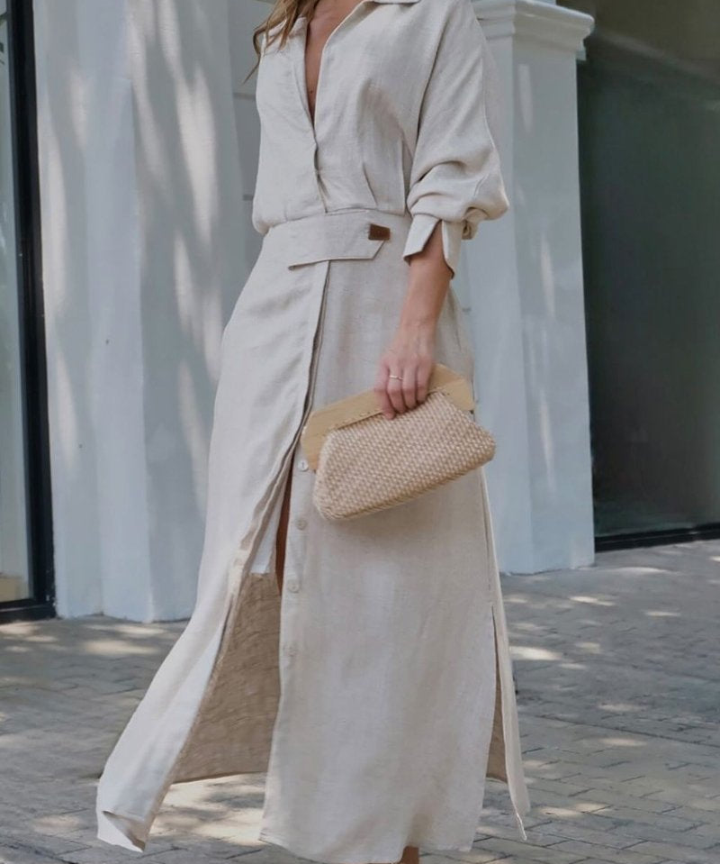Jeanine™ | Vestido longo de linho com cinto