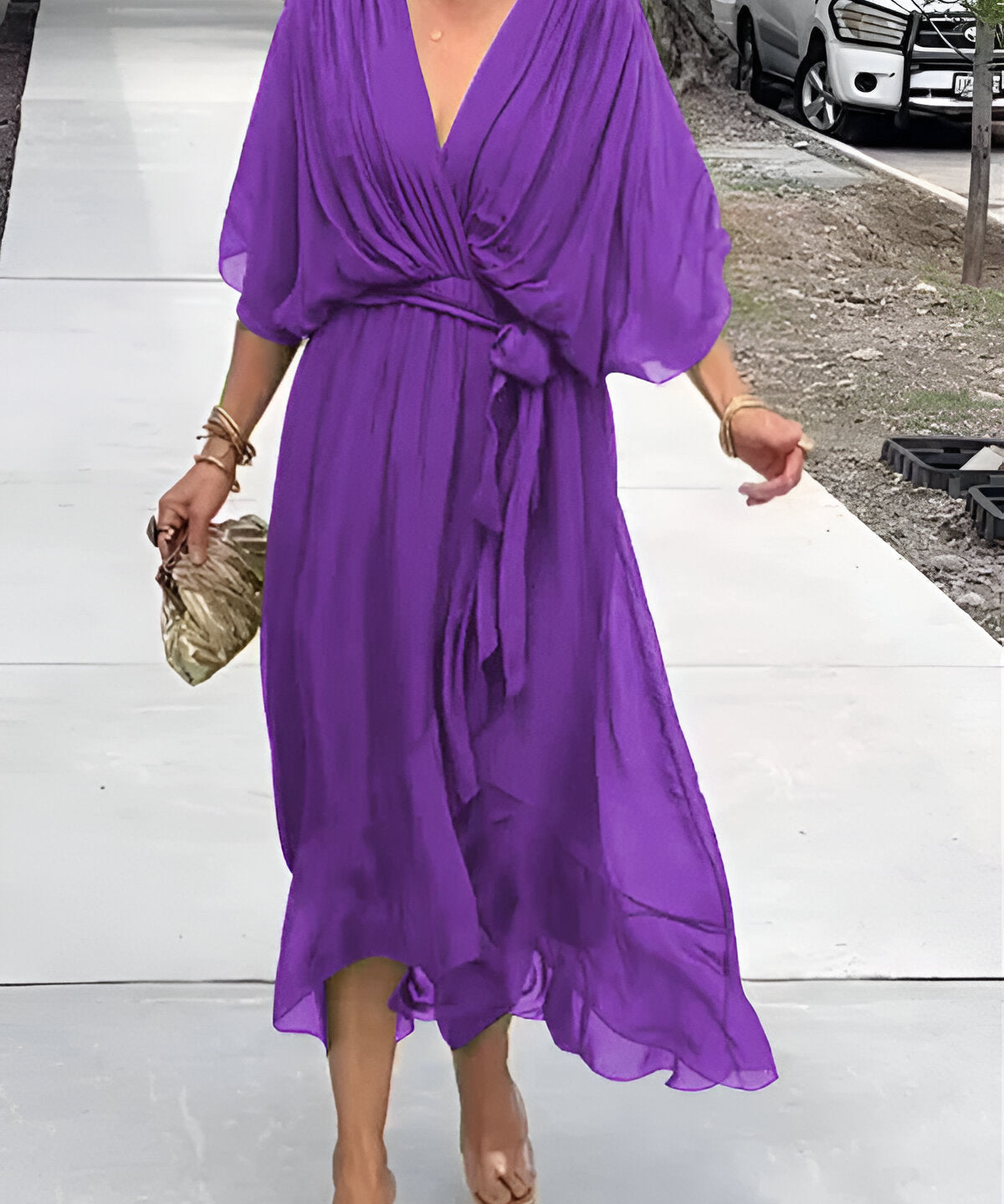Moniek™ | Elegante vestido midi plissado com laço