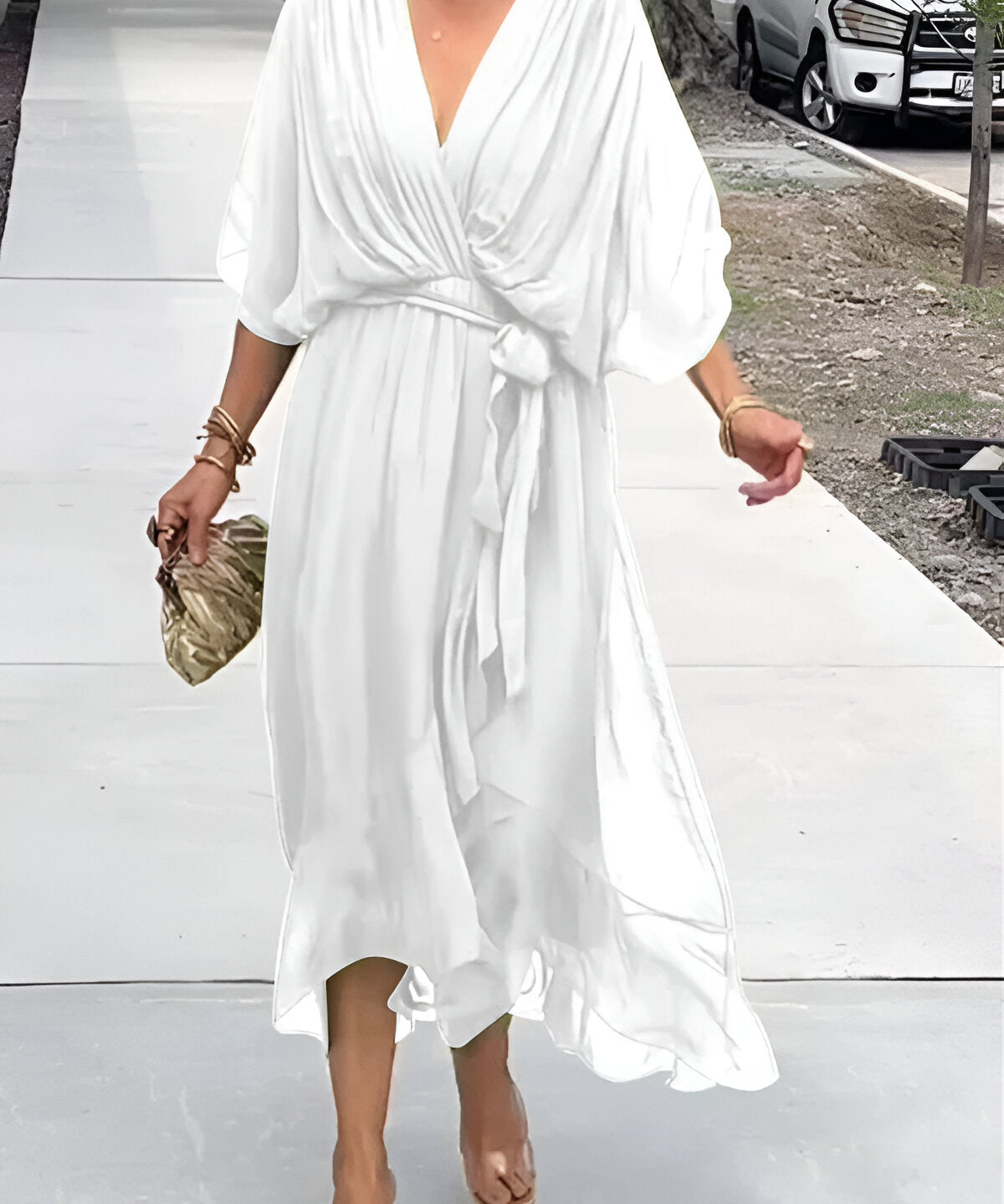 Moniek™ | Elegante vestido midi plissado com laço
