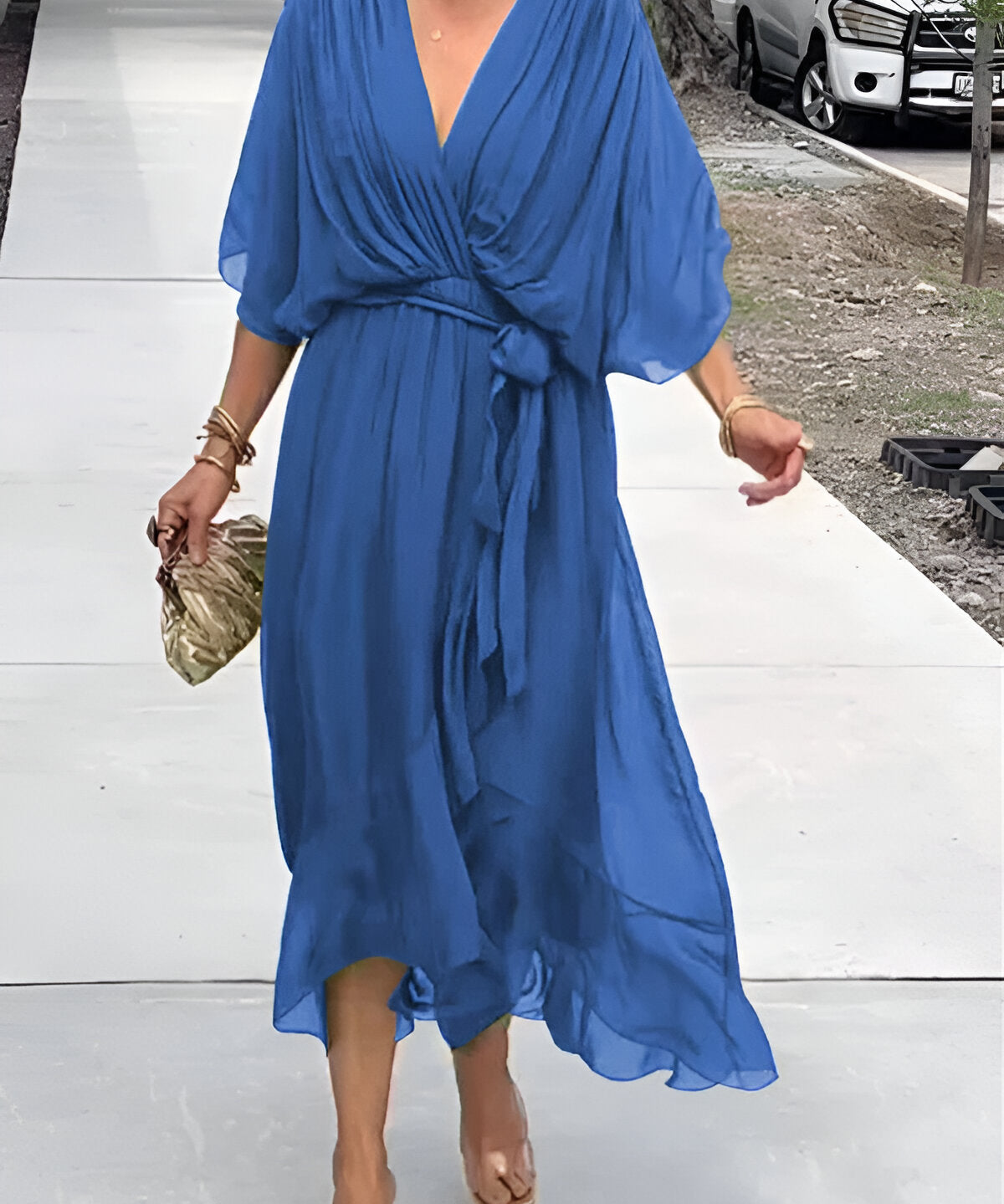 Moniek™ | Elegante vestido midi plissado com laço