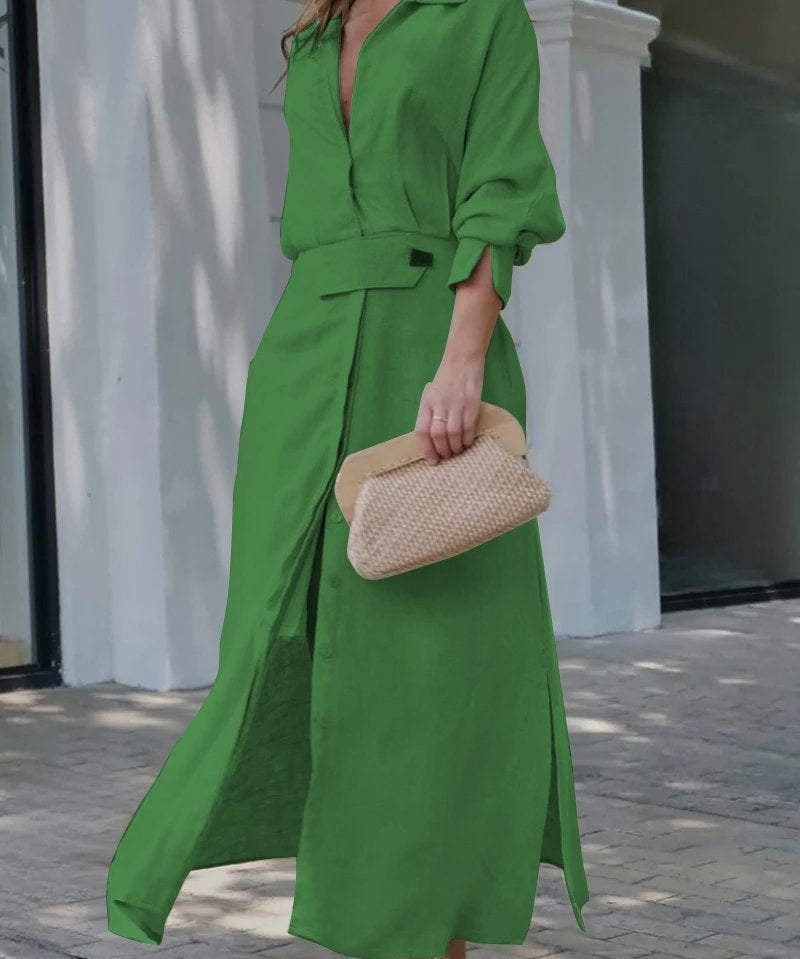 Jeanine™ | Vestido longo de linho com cinto