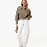 Trench - Casaco Kaki com Mangas Ballon Curtas