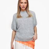 Pullover de Lã Cinza Claro com Mangas 3/4