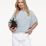Pullover de Lã Cinza Claro com Mangas 3/4