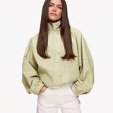 Casaco Oversized em PU Verde Claro
