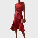 Katarina - Vestido Midi Assimétrico Franzido