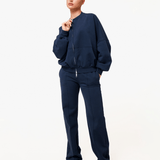 Calças de Jogging Navy com Pernas Largas