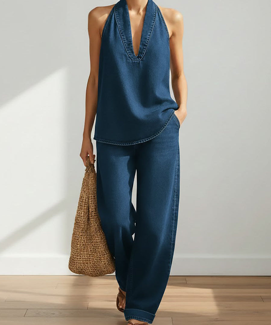 Ivy™ | Conjunto de duas peças em denim vintage