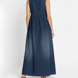Karen™ | Vestido maxi em denim lavado vintage