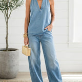 Ivy™ | Conjunto de duas peças em denim vintage