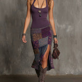 Pia™ | Vestido boho em patchwork com fenda