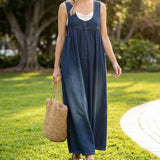 Karen™ | Vestido maxi em denim lavado vintage