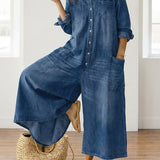 Diana™ | Macacão em denim vintage com botões