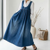 Karen™ | Vestido maxi em denim lavado vintage