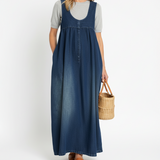 Karen™ | Vestido maxi em denim lavado vintage