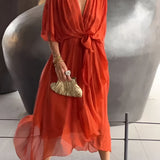 Moniek™ | Elegante vestido midi plissado com laço