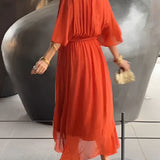 Moniek™ | Elegante vestido midi plissado com laço