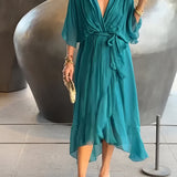 Moniek™ | Elegante vestido midi plissado com laço
