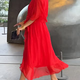 Moniek™ | Elegante vestido midi plissado com laço