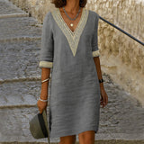 Élise – Vestido elegante de mangas médias com decote em V