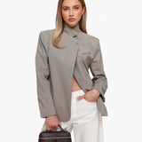 Blazer de Lã com Corte em V Taupe