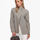 Blazer de Lã com Corte em V Taupe