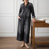 Diana™ | Macacão em denim vintage com botões
