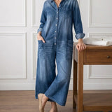 Diana™ | Macacão em denim vintage com botões