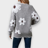 Aline | Pullover Elegante com Decote em V e Padrão Floral
