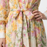 Cressida | Vestido Maxi Floral Transparente de Manga Longa