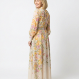 Cressida | Vestido Maxi Floral Transparente de Manga Longa
