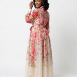 Cressida | Vestido Maxi Floral Transparente de Manga Longa