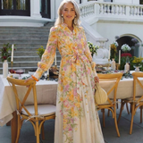 Cressida | Vestido Maxi Floral Transparente de Manga Longa